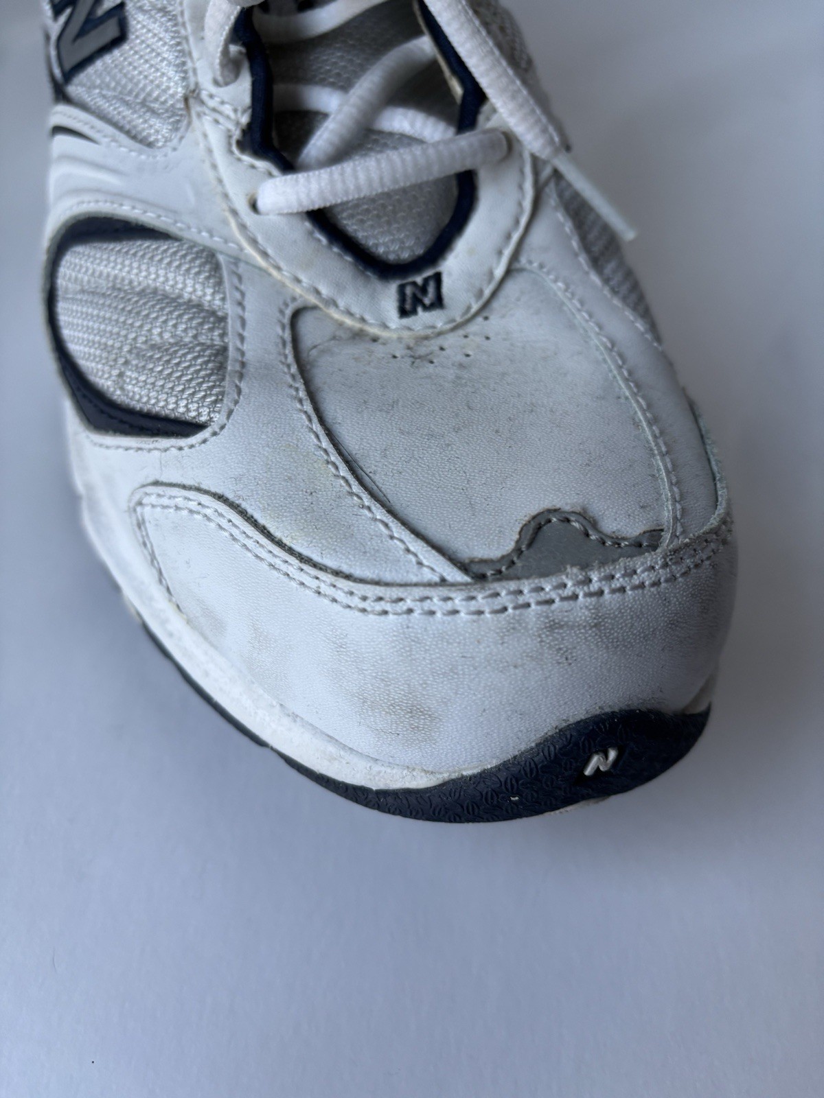 New Balance 557 MW557 Size 11 1/2 Walking Shoes White / Navy thumbnail 7