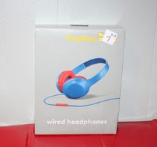 Heyday Wired On-Ear Headphones Built-In Mic Foam Cushion Bright Blue