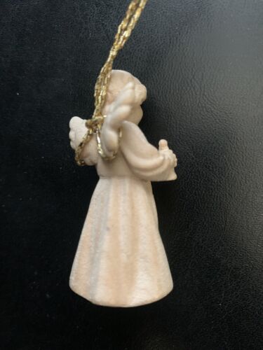 Angel Holding Bell Pema Wood Carving Italy Christmas - Picture 2 of 4