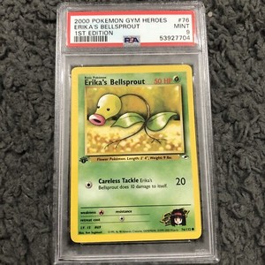 Pokemon TCG 2000 Gym Heroes 75 Erika's Bellsprout 1st Edition PSA MINT 9 #2