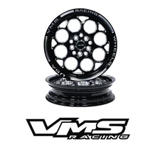 2x VMS Racing Modulo Black Milled Drag Skinny Rims Wheels 5X100 5X114.3 +10 73.1
