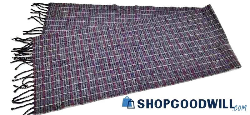 AUTHENTIQUE écharpe plaid Christian Dior Monsi % LAINE D'AGNEAU rose & noir 50x10
