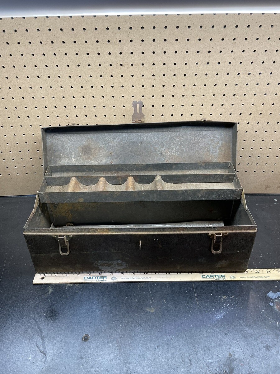 Vintage Metal Tool Box 19”x6”x6.5” | eBay