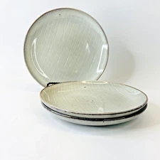 Set of 3 Project 62 SOLENE 8” Salad Luncheon Plates Stoneware Gray White Lines