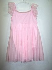 Danskin Now Pink Leotard, Tulle Skirt Metallic Silver Trim Girl's L 10/12