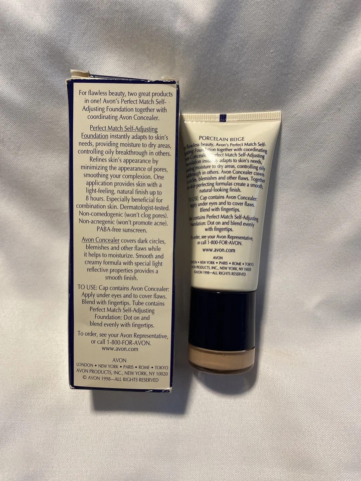 Vintage 1998 Avon Perfect Match Combinations For Face Porcelain Beige/Light 1 Oz - Image 2 of 4