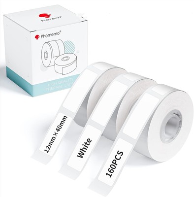 Phomemo Q30 Q30S Q31 Q32 D30 D35 D30S Etikettenpapier, 12x40 mm [3/8''x1 1/2''] Etikett