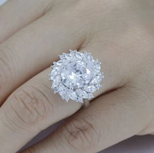 5.7ct Oval 925 Sterling Silver CZ Engagement Ring Wedding Band Size 4-9 SR6230