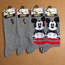 Lot Of 4 pair Mickey Mouse 90 Year Men  s Novelty Crew Socks Size 10-13 New AR78