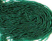 Antique Italian Micro Seed Beads-18/0 Transparent Emerald Green-3g Hanks