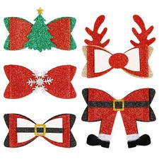 5 Pcs Christmas Hair Bows for Women Sparkly Glitter Christmas Hair Clips Smal...