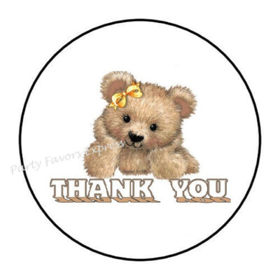 CUTE TEDDY BEAR THANK YOU ENVELOPE SEALS LABELS STICKERS FAVORS