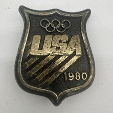 Vintage 1980 USA Olympics Belt Buckle Bergamot Brass Works