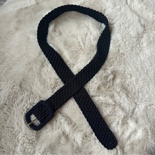 Vintage Liz Claiborne 90s Woven Cord Braided Belt Navy Size Large - Picture 4 of 8