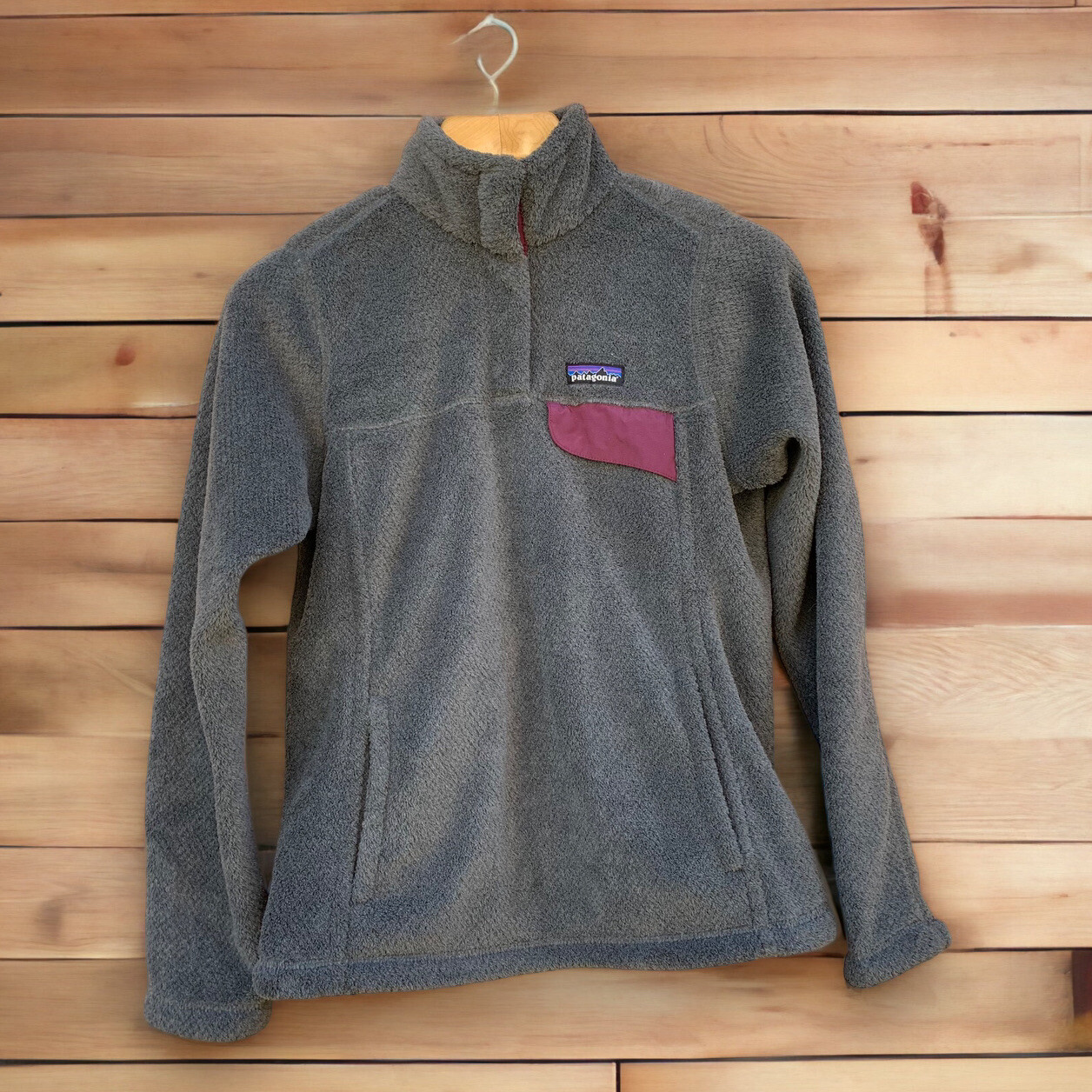 Patagonia Re-tool Snap Pullover Gray Purple Women's Size Small Fleece Sweater