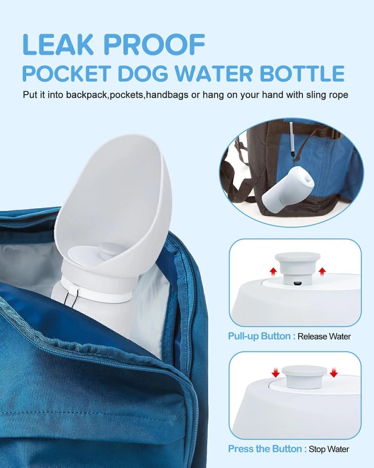 Botella de agua portátil para perros a prueba de fugas de agua para mascotas de viaje senderismo Navidad EE. UU. Foto 2 de 4