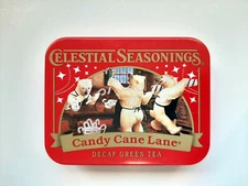 CELESTIAL SEASONINGS Miniature Tea Tin--Candy Cane Lane (NEW/empty)