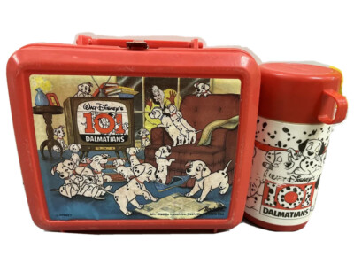 Vintage Aladdin 1990s Disney s 101 Dalmatians Red Lunchbox with Thermos + Figure