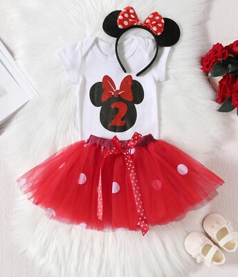Dress Size 24 Months Minnie Mouse 2nd Birthday Outfit Tutu Cake Pieces  New