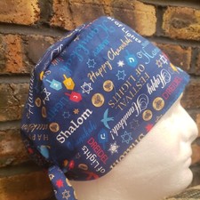 JEWISH GREETING WORDS Handmade SURGICAL SCRUB CAPS