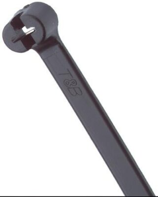 T&B TY25MX Cable Tie 50lb 7'' Sun Resistant Black Nylon with SS Lock, 1000 Pack
