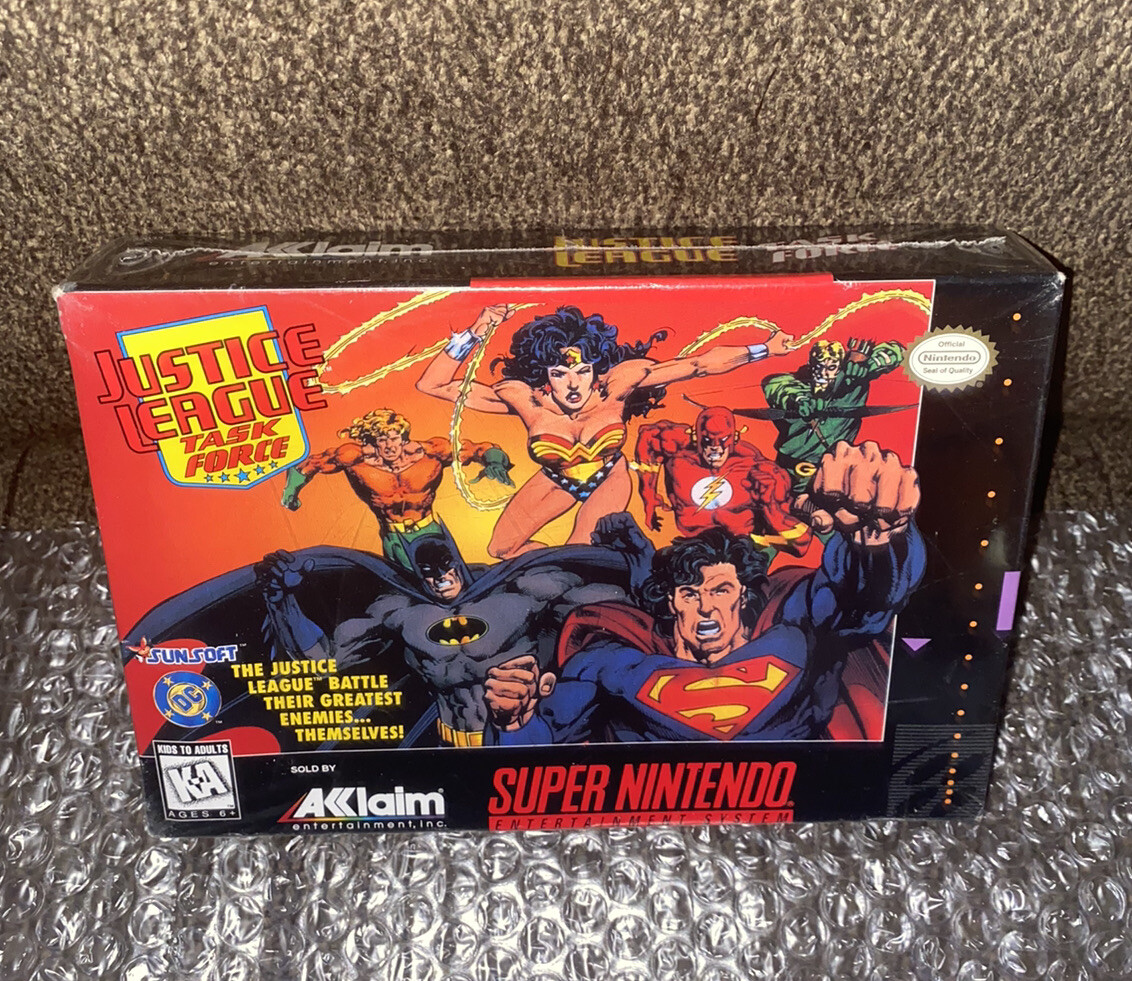 Justice League Task Force NEW SEALED! RARE SNES V-SEAM DC Super