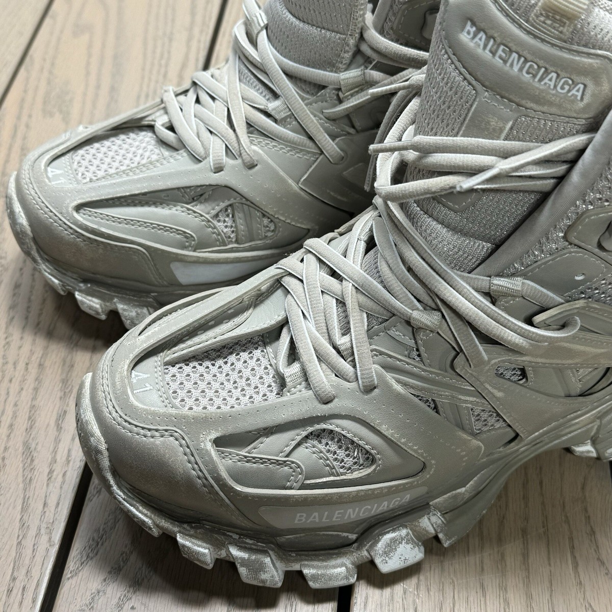 Balenciaga Track Hiking Boots Faded Beige Mens US Size 8 Euro 41 Track cloth trainers Balenciaga Beige size 39 EU in Cloth  main image 4