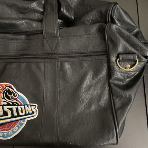 Bolso de Lona De Colección Detroit Pistons Años 90 Logo de Caballo Cuero NBA Baloncesto - Imagen 4 de 11