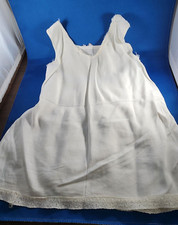 Vintage Doll Petticoat Slip Undergarment Sleeveless White Ivory Lace Trim 18"