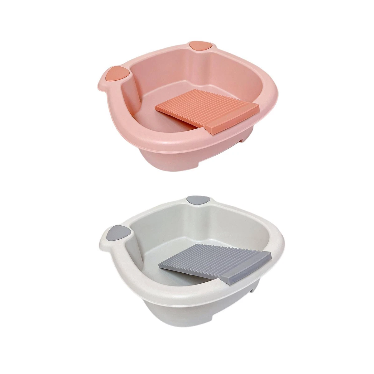 Plastic Wash Tub with Washboard Cleaning Basin Hand Wash Board for Outdoor