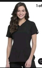 Cherokee Scrubs V Neck Top CK865A BAPS Black Small
