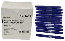 BOX OF 100 McKesson 19-1451 NON STERILE Mini Reg Tip Surgical Skin Markers 09/22