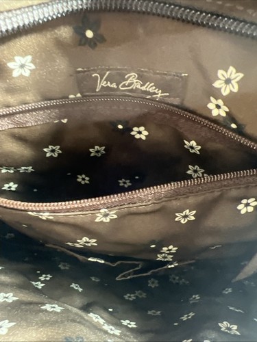 Vera Bradley Crossbody Shoulder Bag Brown Microfiber Purse Adjustable Strap - Picture 5 of 11