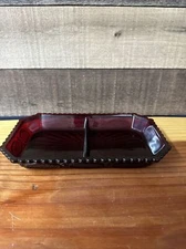 Avon CAPE COD RED 9 1/4" CONDIMENT RELISH DISH w/ BOX