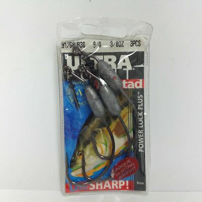 Mustad UltraPoint Ultra Sharp Power Lock Plus Bass Hooks 3Pk 91768UB38 Size 9/0