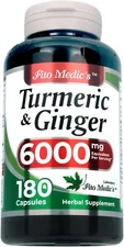 Tumeric Curcumin Max Potency and Ginger Complex 6000 mg, 180 Capsules Ultra high