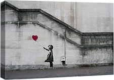 32"x48"-Banksy Graffiti Art Red Balloon Girl Canvas Wall Art Decor