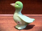 Fenton Art Glass Chameleon Green Duck Figurine Handpainted Signed.