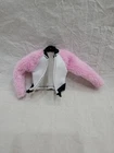 Barbie Mattel Doll Vintage Pink White Black Faux Fur  Faux Leather Jacket Coat