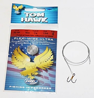 Exori Tom Hawk Flexi-Wire-Ultra Gr.4 5kg 50cm mit Ryderhaken und Schlaufe 1 Stüc