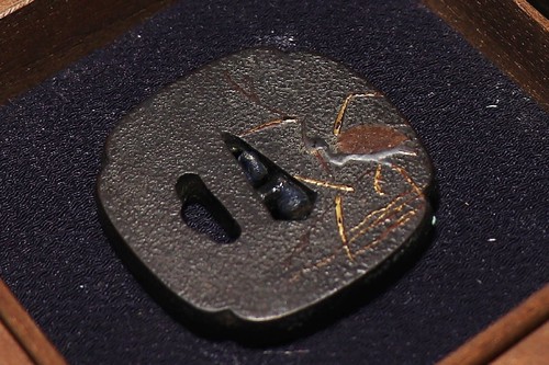 Edo period Japan antique lacquer Reeds heron mini tsuba Netsuke ...