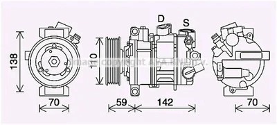 Compresseur de climatisation R 134a VNAK401 AVA QUALITY COOLING pour VW SEAT - Photo 1/4