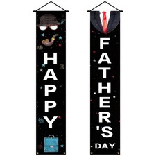 Happy Fathers Day Porch Banner Father's Day Decorations Suit Tie Colorful Star