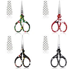 4Pairs 3.6inch Embroidery Scissors with Leather Cover Stainless Steel Sharp S...