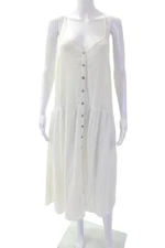 Mara Hoffman Swim Womens Cotton Sheer Spaghetti Strap Dress White Size S