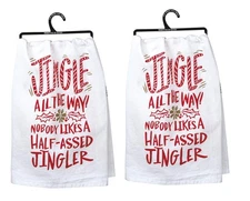 Set of 2 Primitives By Kathy Jingle All The Way Kitchen Towels