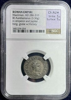Roman Empire Maximian BI Aurelianianus NGC Ch AU 5/5 STAR AD 286 310