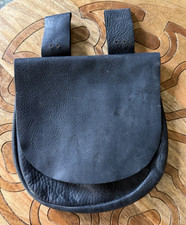 Vintage Black Leather Belt Pouch Hunting Shot Bag Reenactment Primitive