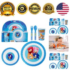 Sonic the Hedgehog kids dinnerware set 5 pc plate bowl cup spoon fork