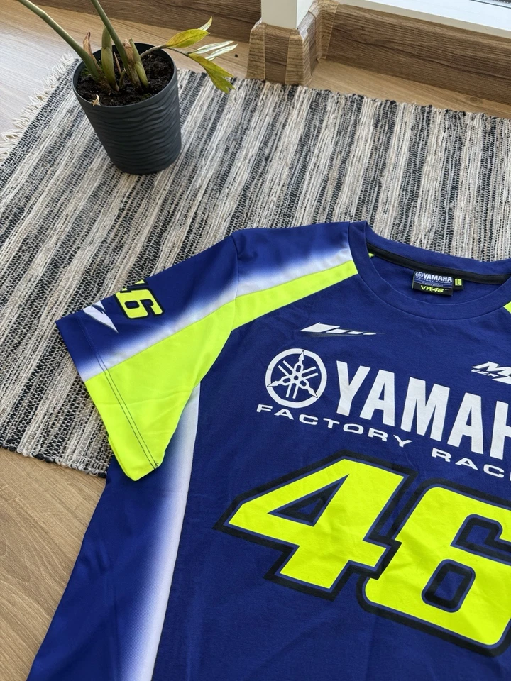 YAMAHA RACING SHIRT FACTORY RACING JERSEY VALENTINO ROSSI 46 T-SHIRT TOP Sz L - Image 3 of 4